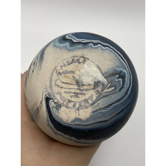 Nemadji Hand Painted Blue Swirl Clay Bud Vase Lantern - Picture 3 of 4